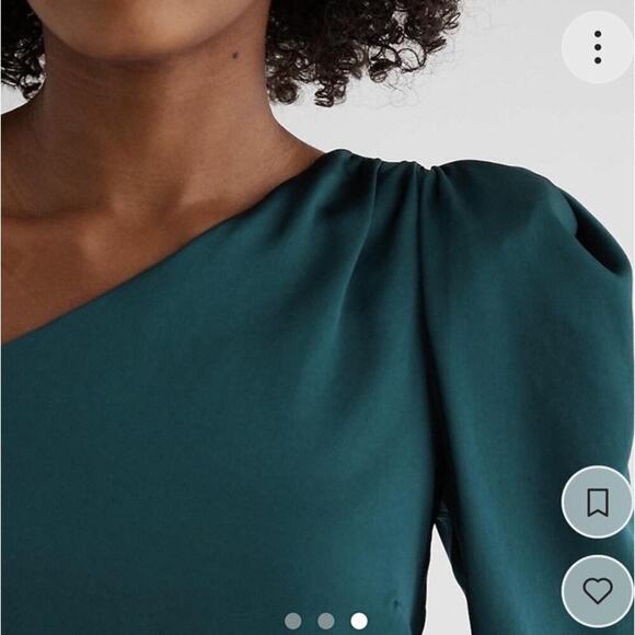 NWT Express Satin OneShoulder Puff Sleeve Blouse Top Shirt Womens Size XL‎ - Picture 3 of 8